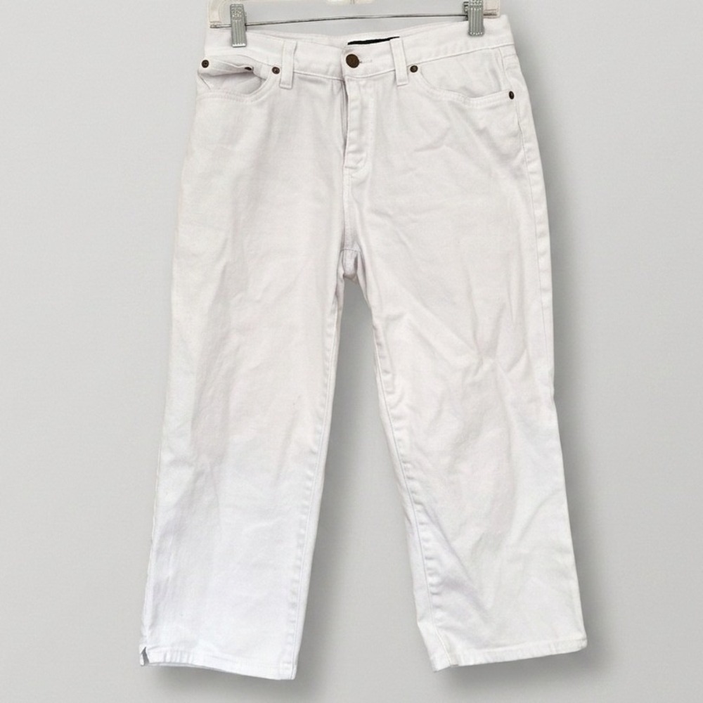 Lauren Ralph Lauren White Denim Capri Jeans Womens 4 Straight Leg Mid Rise LRL